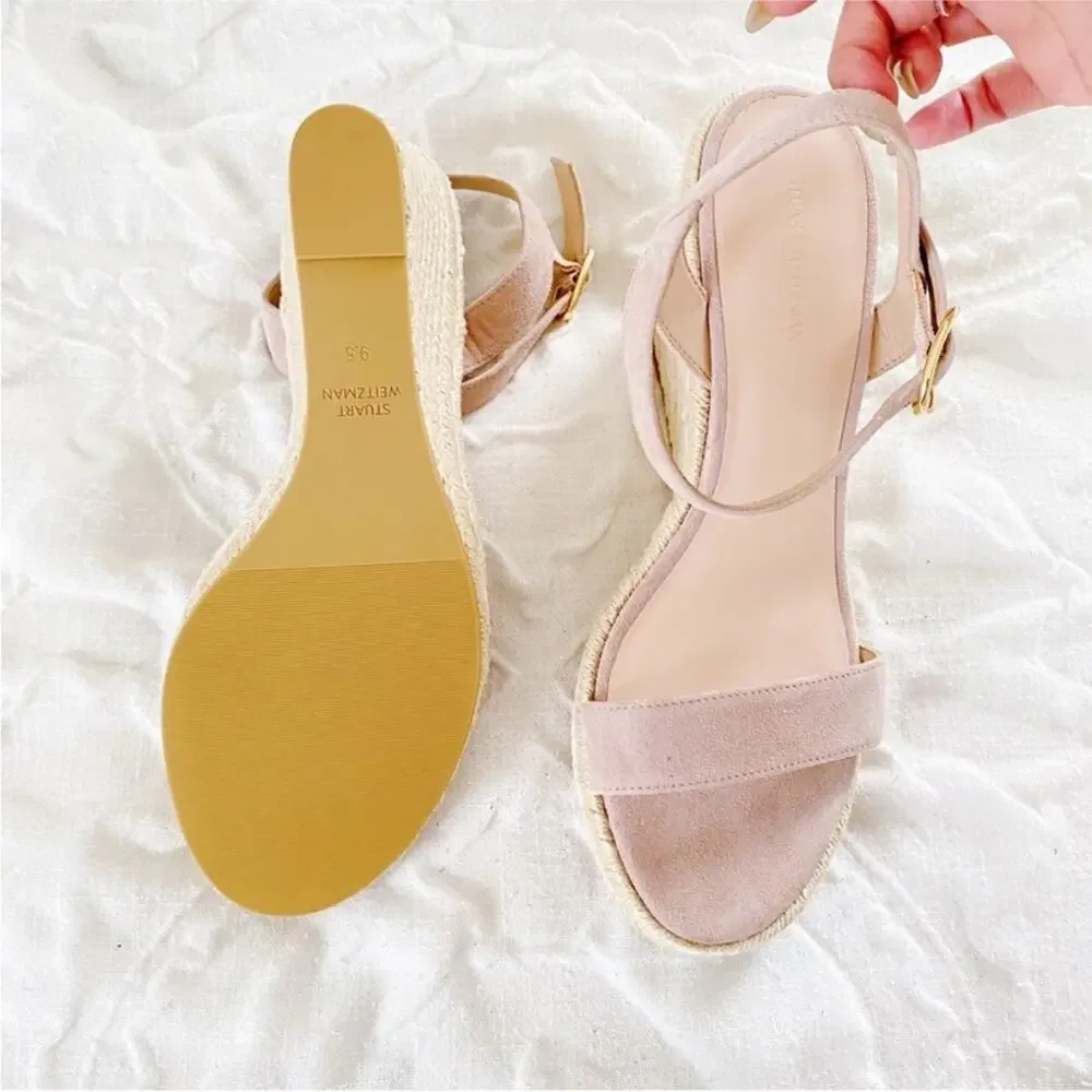 Stuart Weitzman Teddi suede espadrille wedge sandals Size 9.5